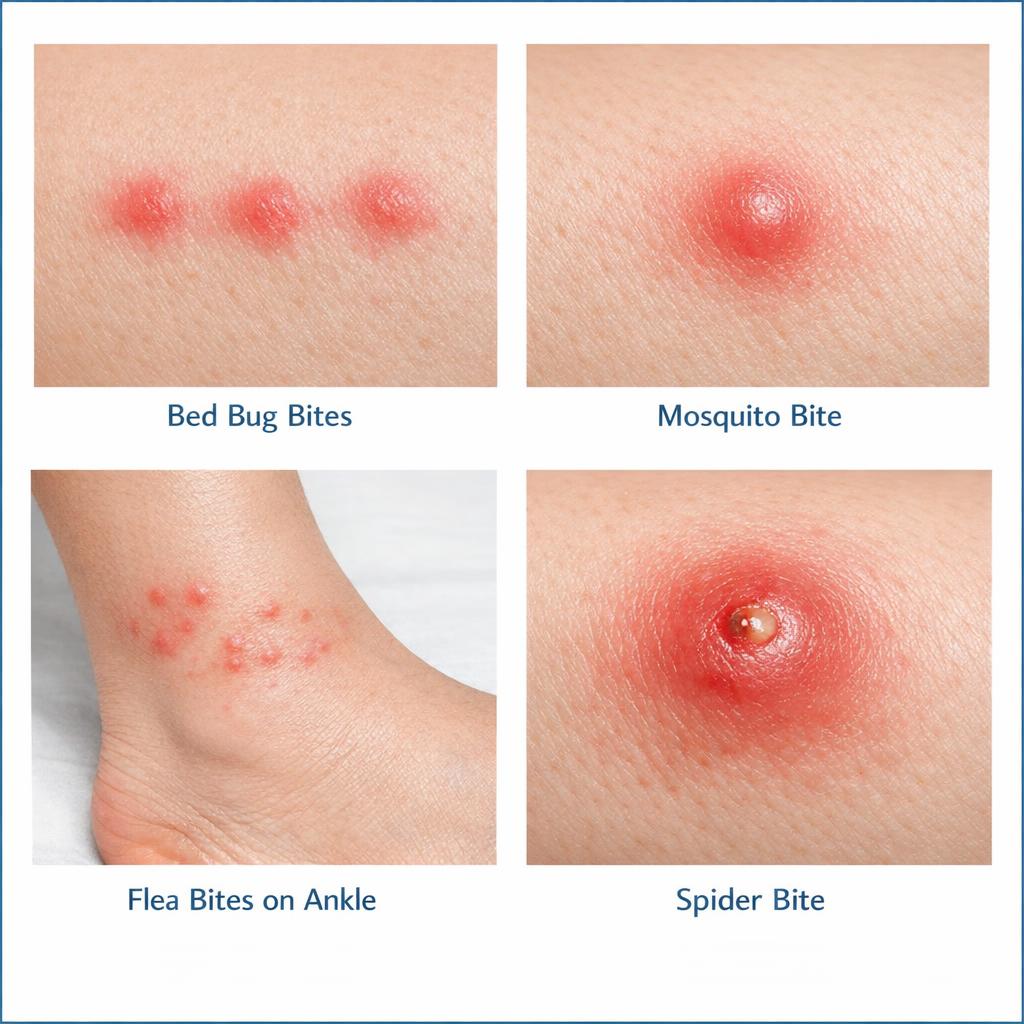 Comparaison entre piqûres de punaise de lit, moustique, puce et araignée