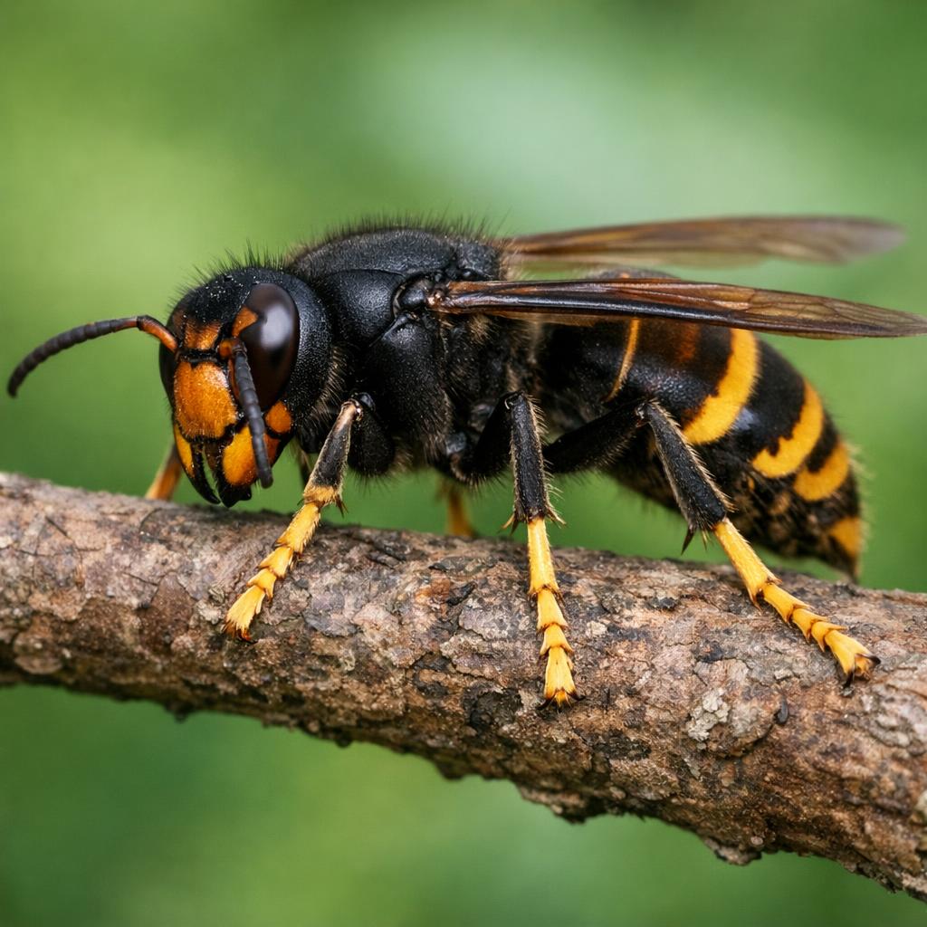Identification du frelon asiatique à Toulouse - corps sombre et pattes jaunes