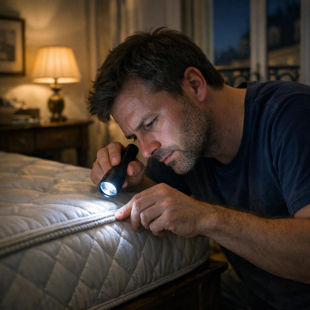 Inspection du matelas pour détecter les punaises de lit